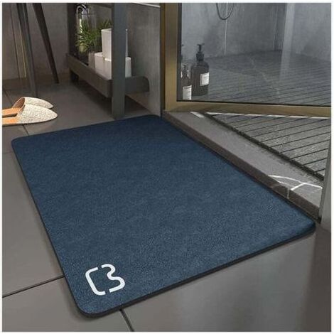 Rutschfeste Diatomeen-badematte – Super Saugfähig – Schnell Trocknend – Naturkautschuk-rückseite – 60x90 Cm (dunkelblau)