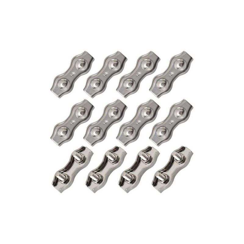 12 Stück Duplex-edelstahlklemmen, Doppelkabelbinder, Edelstahl-seilverbinder, Duplex-kabelklemme, M2-klemme, Kabelklemme Für 1,5 Mm Metallkabel, Silber