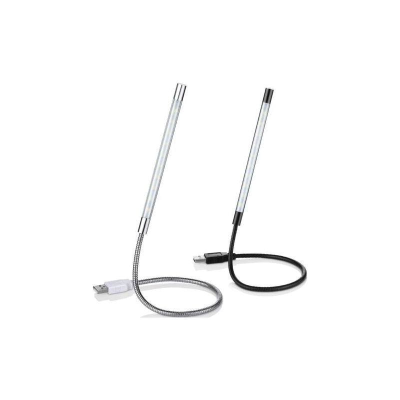2 Stück Usb-led-leselampen, Flexible Usb-buchlampe, Dimmbare Led-leuchte, Berührungsempfindliche Schwanenhalslampe Für Laptop, Buch, Bett, Schwarz Und Silber