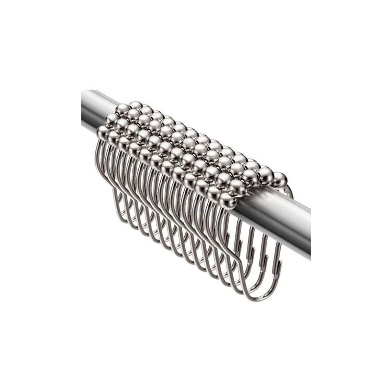 12 Stück Edelstahl-duschringe 74 X 42 Mm, Duschvorhanghaken Mit Gleitsystem, Metall-gleitkugeln Für Duschvorhangstangen, Vorhänge (silber)