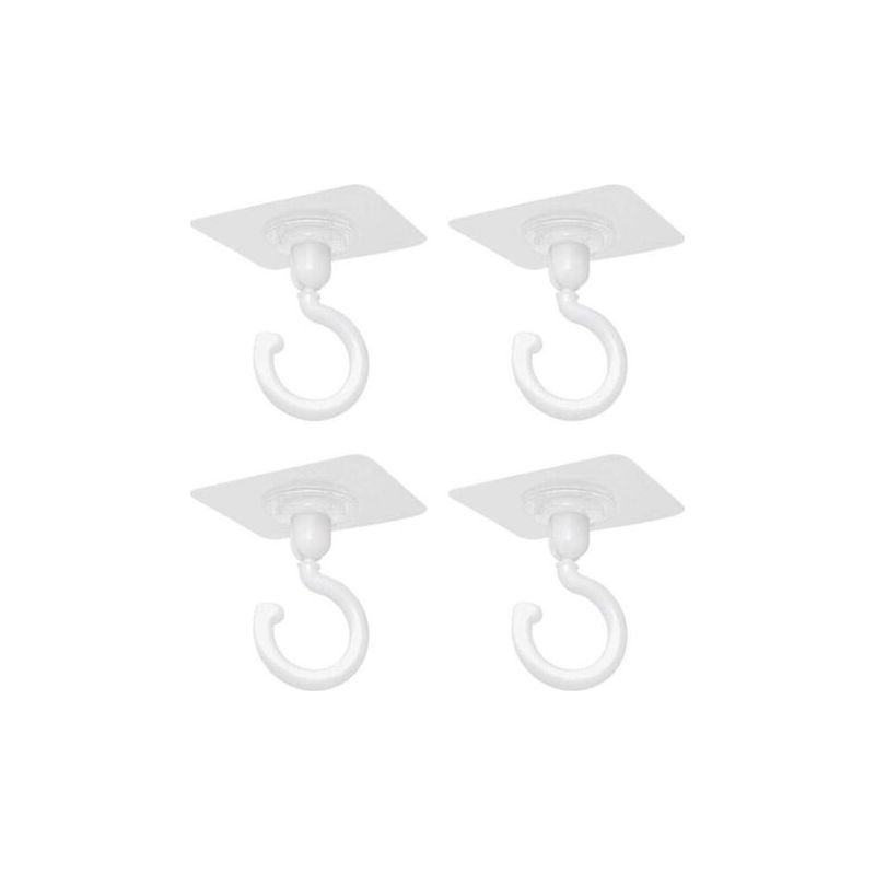 4er-pack Nahtlose Wandhaken, 360° Drehbare Deckenhaken ° Handtuchhaken, Wasserdichte Selbstklebende Haken, Weiß