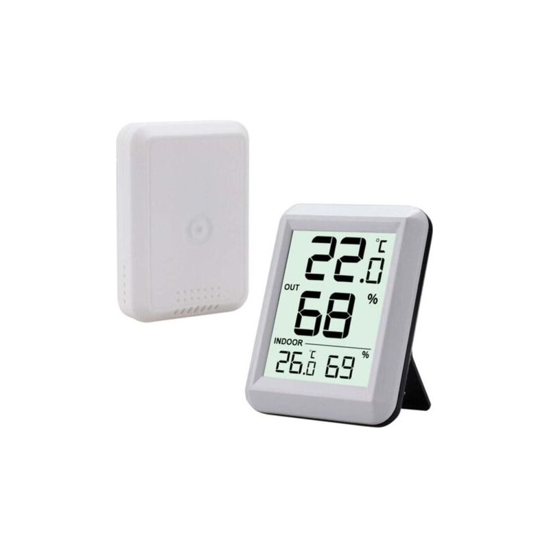 Innen- Und Außenthermometer, Verbunden Mit Drahtlosem Außensensor, Digitales Hygrometer Mit Großem Lcd-bildschirm, Schalter ℃ / ℉ . Für Büro, Zuhause, Schlafzimmer.