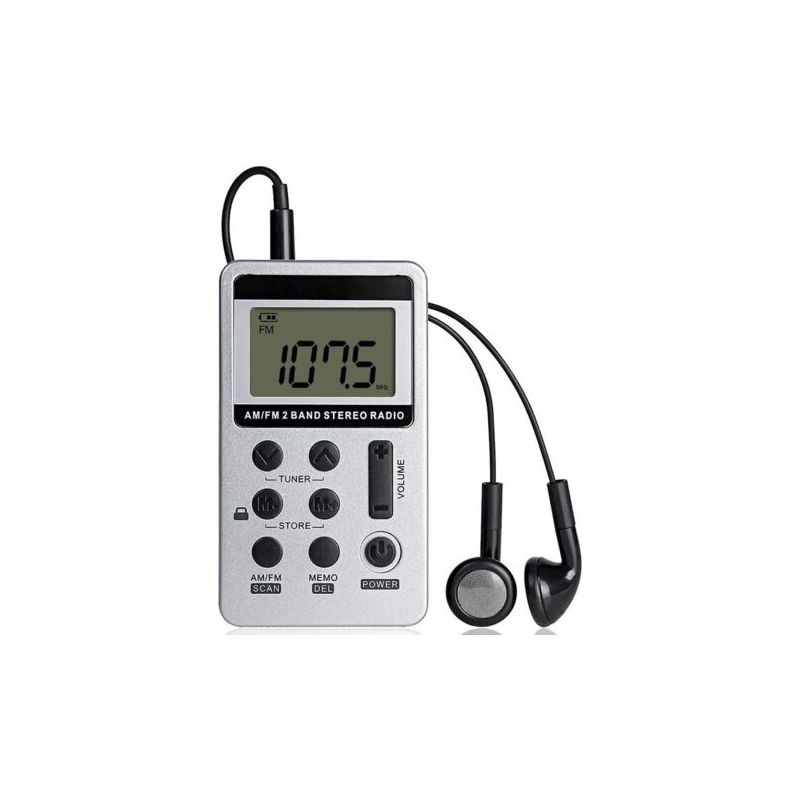 Mini Tragbares Stereo-radio Wiederaufladbarer Digitaler Empfänger Dsp Am Fm 2-band Mit Kopfhörer (weiß)