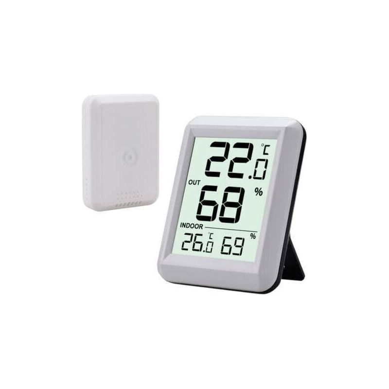 Innen- Und Außenthermometer, Verbundenes Thermometer Mit Drahtlosem Außensensor, Digitales Thermometer-hygrometer Mit Großem Lcd-bildschirm, Schalter ℃ / ℉ Für Büro, Zuhause, Schlafzimmer