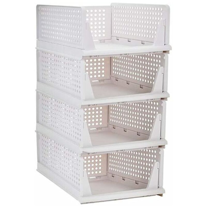 Stapelbare Kleideraufbewahrungskörbe, Organizer, Schubladenregal Für Kleiderschränke, Diy-trennwände, Büro-schrankbehälter (weiß - 4er-pack)