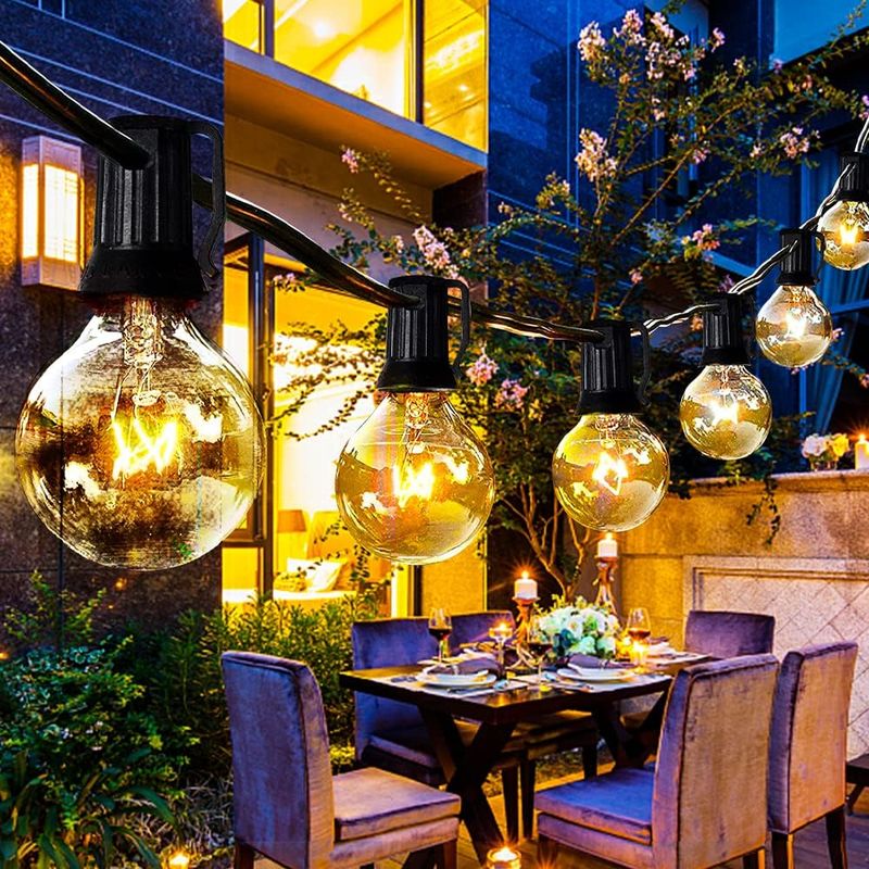 Amxcnoy Lichterkette Für Den Außenbereich, 30+3 Glühbirnen, Dekorative Lichterkette In Warmweiß, Schutzart Ip44, Für Garten, Hof, Innenräume Und Partydekoration, 9 M Länge