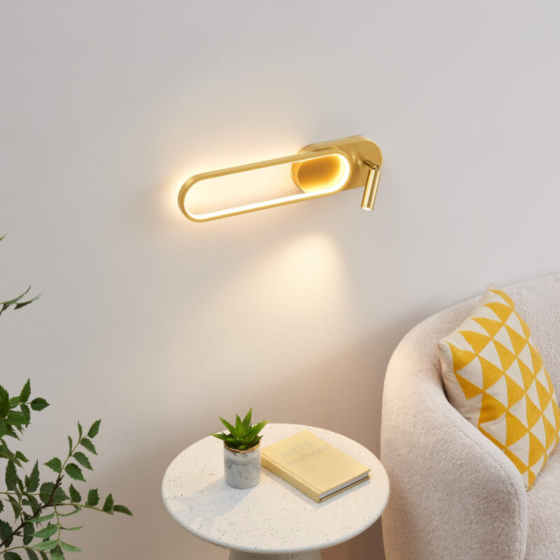 Amxcnoy Jena Wandleseleuchte Mit Integrierter Led, Messing-finish, Doppelschalter — Modell Jena