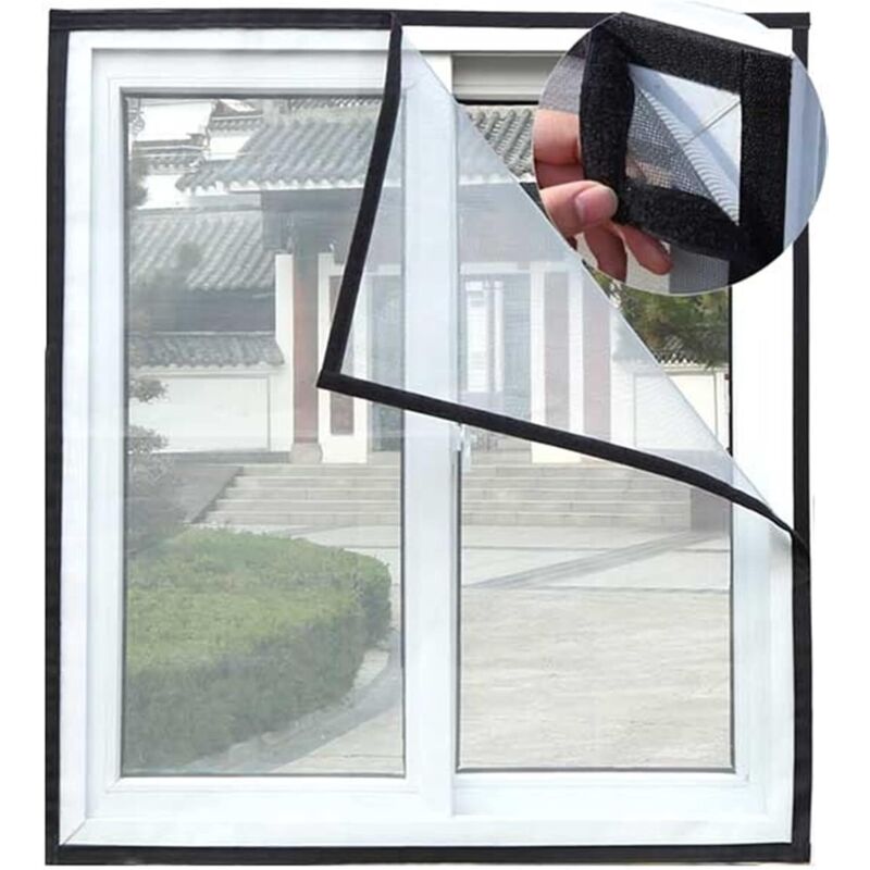 Amxcnoy Selbstklebendes Fenster-moskitonetz, 130 X 150 Cm, Verstellbares Insektenschutzgewebe, 100 % Polyester, Einfache Montage Ohne Bohren