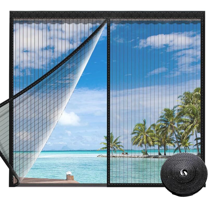 Amxcnoy Magnetisches Moskitonetz Für Fenster Und Terrassentüren, Kein Bohren Erforderlich, Mit Mückenschutz, Maße 100 X 120 Cm