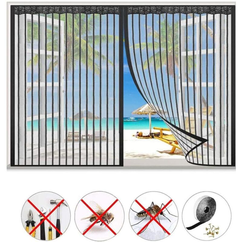 Amxcnoy Magnetisches Fenster-moskitonetz 100 X 100 Cm – Automatischer Moskitoschutz – Einfache Montage Ohne Bohren – Dicht Gewebtes Polyestergewebe – Schwarz