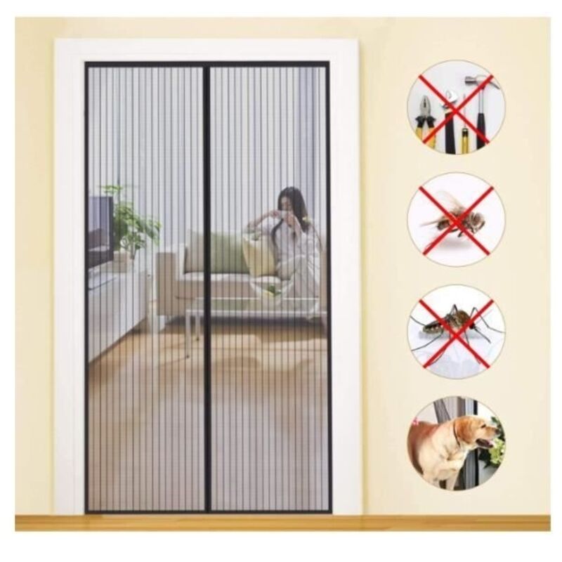 Amxcnoy Magnetischer Türschutz, Maßgefertigt, Moskitonetz Für Flure, 90 X 210 Cm, Streifenmuster