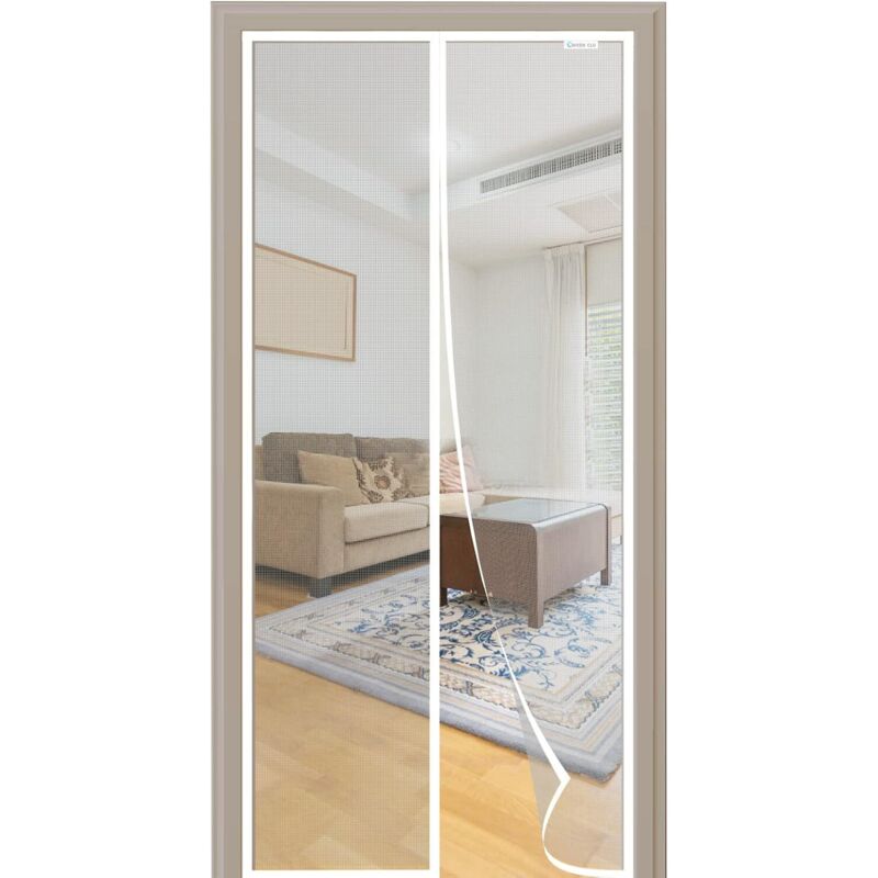 Amxcnoy Magnetisches Moskitonetz Für Tür Oder Fenster, 150 X 210 Cm, Fliegengitter Mit Integrierten Magneten, Effektiver Schutz Vor Mücken Und Insekten, Schnelle Und Einfache Montage, Weiß