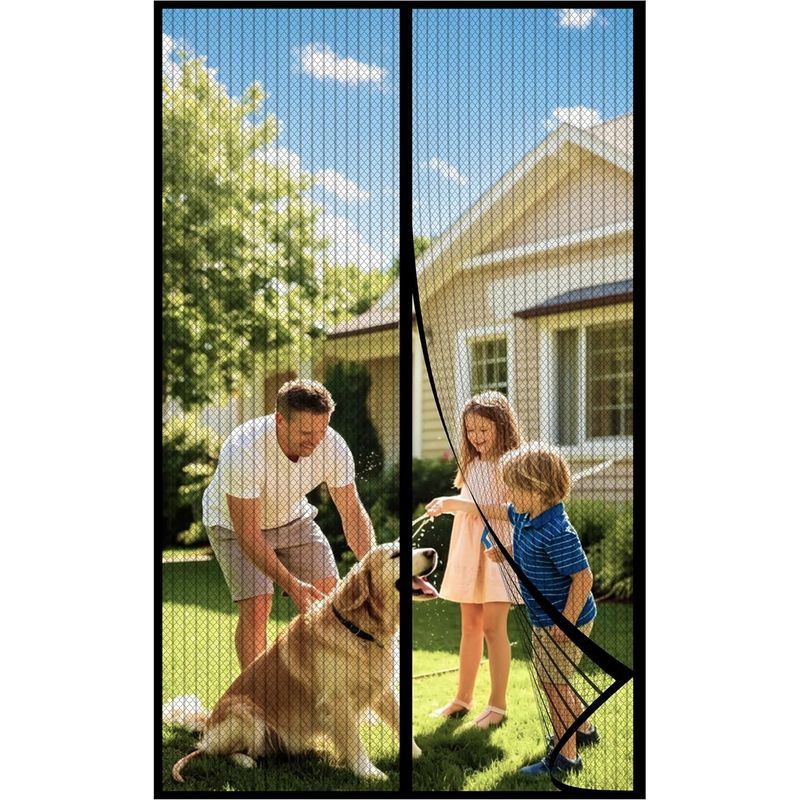 Amxcnoy Magnetisches Moskitonetz Für Schiebe- Oder Terrassentüren, Kein Bohren Erforderlich, Fliegengittervorhang, Insektenschutzgewebe, Maße 70 X 200 Cm, Schwarz