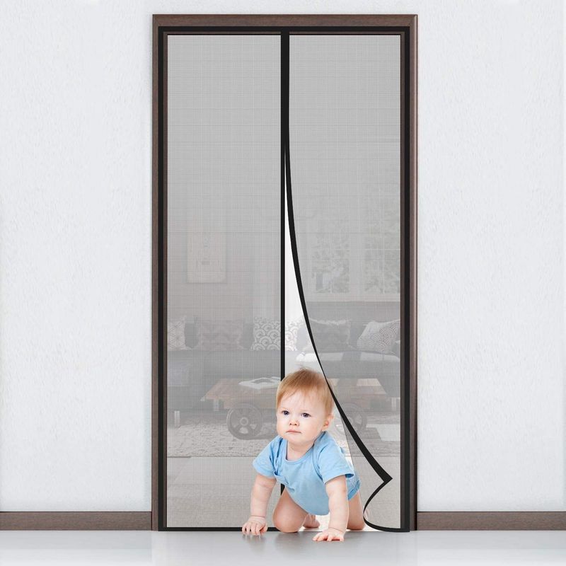 Amxcnoy Magnetisches Moskitonetz 160 X 230 Cm Für Terrassentüren, Ultrafeines Netzgewebe, Bohrfreie Montage, Insektenschutz, Schwarz