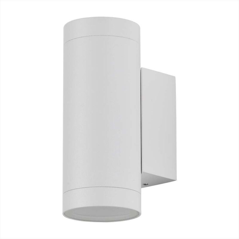 Amxcnoy Runder Led-wandstrahler Aus Aluminium Mit 2 Gu10-fassungen, Mattweiß, Schutzart Ip54, Artikelnummer 2970