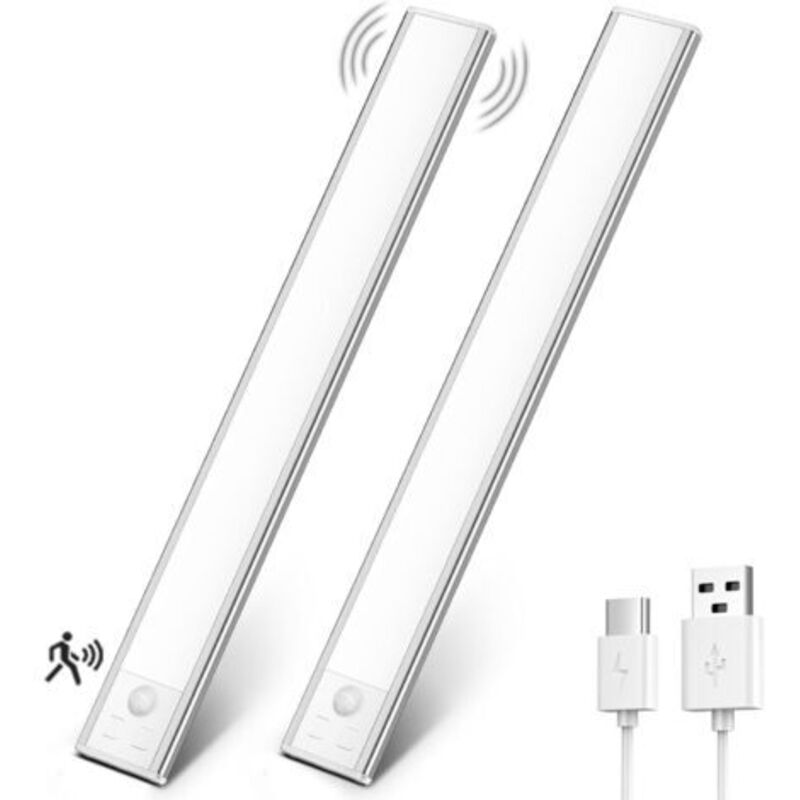 Amxcnoy Kabellose, Wiederaufladbare Led-schrankleuchte Mit Bewegungssensor Und Einstellbarer Helligkeit, Für Kleiderschränke, Abstellräume, Treppenhäuser Oder Küchen (31 Cm, 2 Stück, 6000 K)