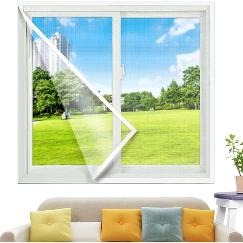 Amxcnoy 75x195 Cm Zuschneidbares Fenster-moskitonetz, Moskitonetz Ohne Bohren, Mückenschutz Mit Selbstklebenden Streifen