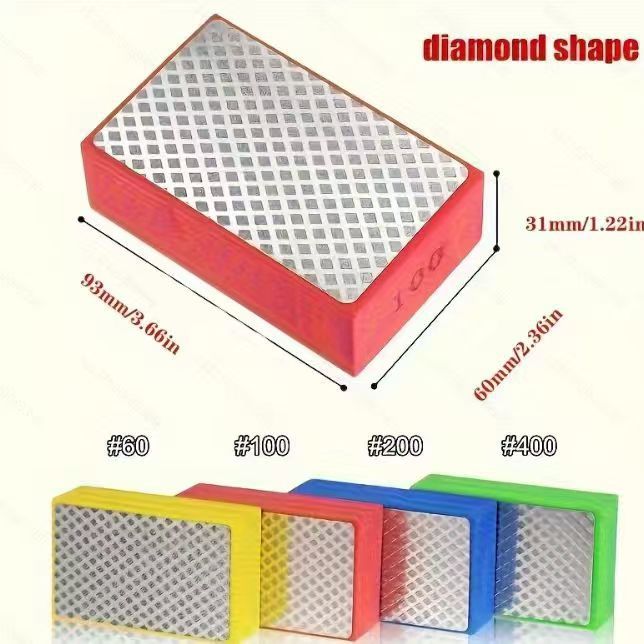 Dieses 4er-pack Diamant-handpolierpads Eignet Sich Zum Schneiden Und Entgraten Von Fliesen Und Steinen Und Ist In Den Körnungen 60, 100, 200 Und 400 Erhältlich.