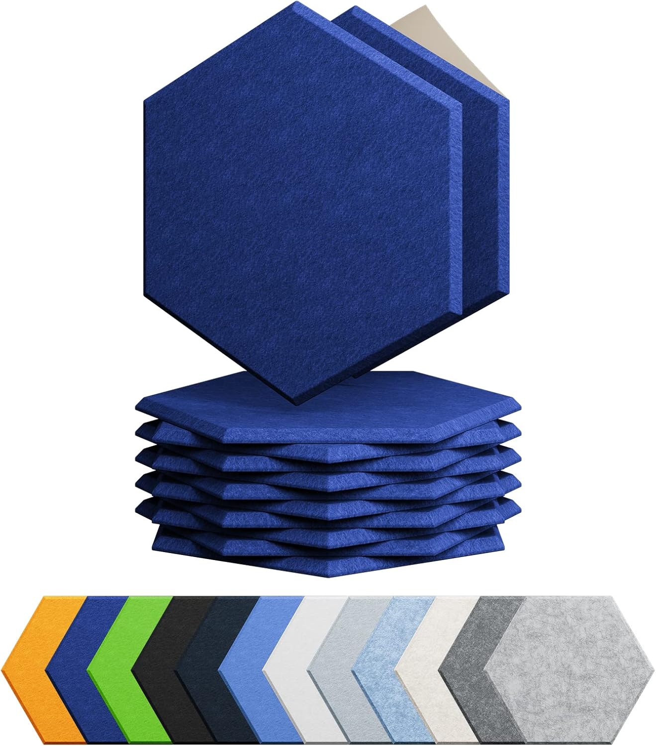 12 Selbstklebende Schalldämmplatten, Hochdichter Schalldämmschaum, Sechseckig, Himmelblau.