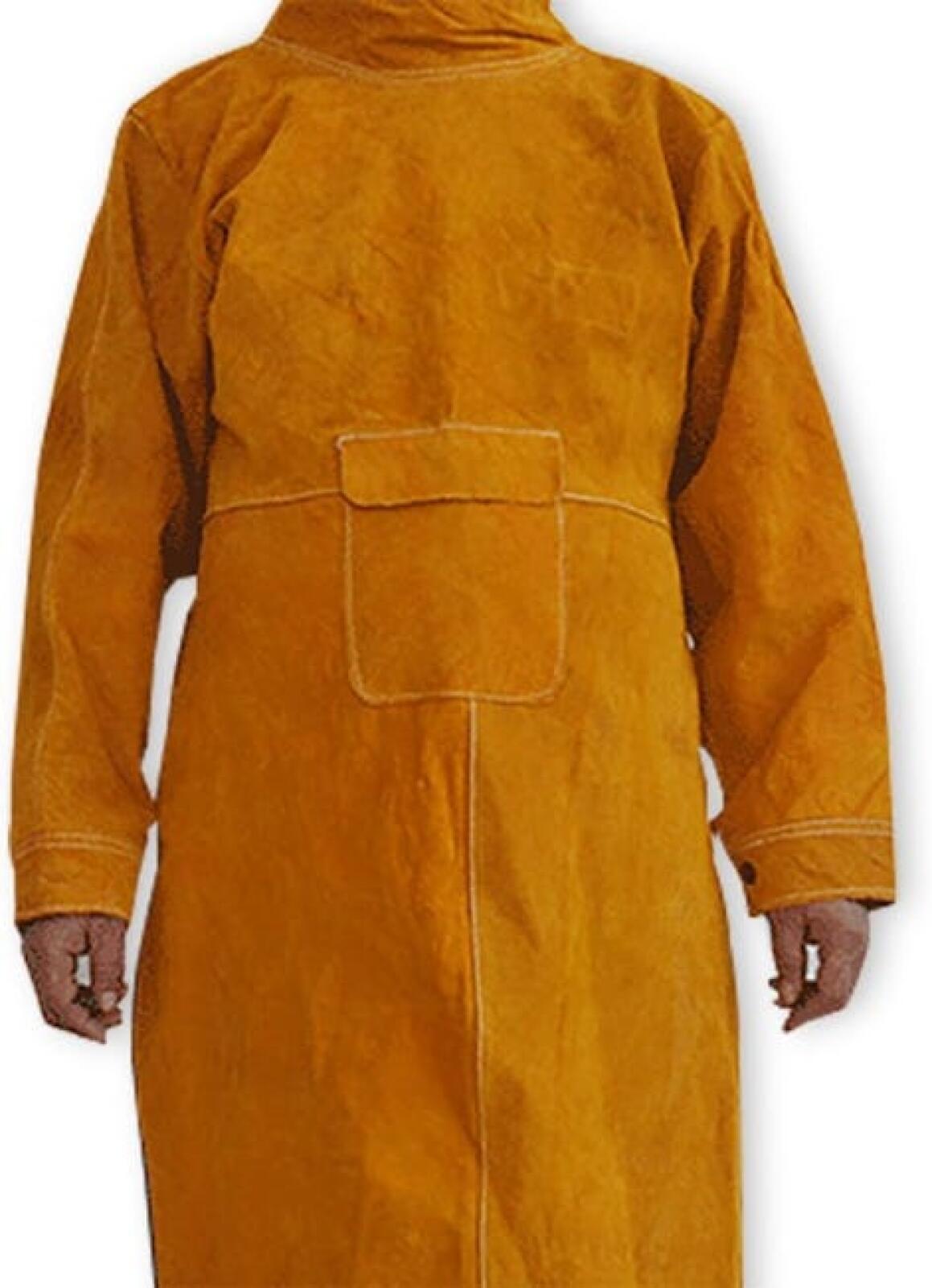 Eine Flammhemmende Schweißerschürze Aus Rindsleder, Langer Mantel, Schutzkleidung, Schweißeruniform, 105 Cm (gelb)