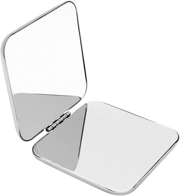 Taschenspiegel, Faltbarer Edelstahlspiegel, Doppelseitiger Kleiner Spiegel, Faltbarer Typ, Reisespiegel, Tragbarer Spiegel, Handspiegel