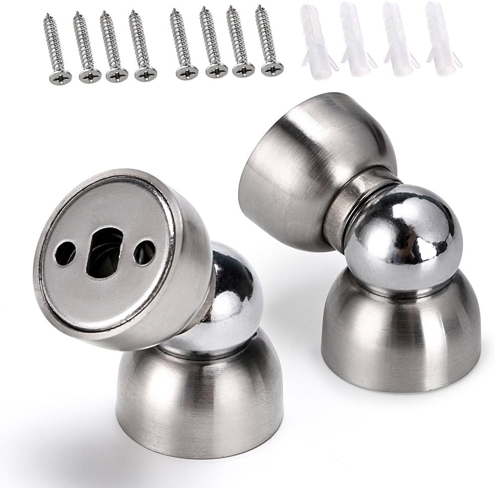 2er-set Mini-magnet-türstopper, Metall, Wandmontage (silber)