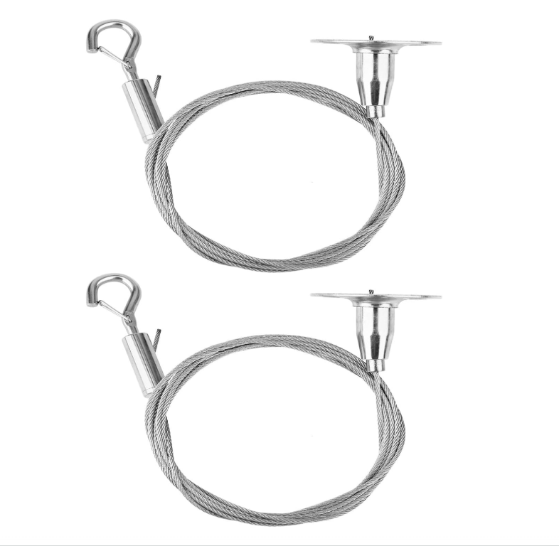 2 Stück Professionelles 2 M Langes Edelstahlseil Mit Haken, Robustes Silbernes Aufhängekabel, Leicht Zu Spannen Zum Aufhängen Von Spiegeln Oder Dekotafeln