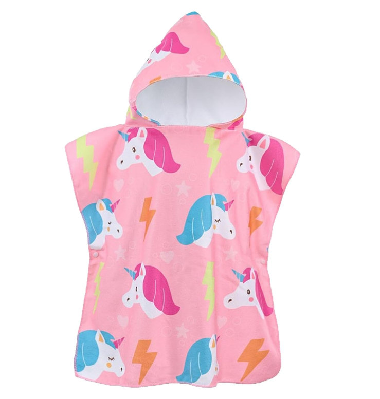Kinderponcho Mit Kapuze, Strandtuch, Kinderbadetücher, Strandumhang, Badetuch, Poncho Für Jungen Und Mädchen (60 X 60 Cm)