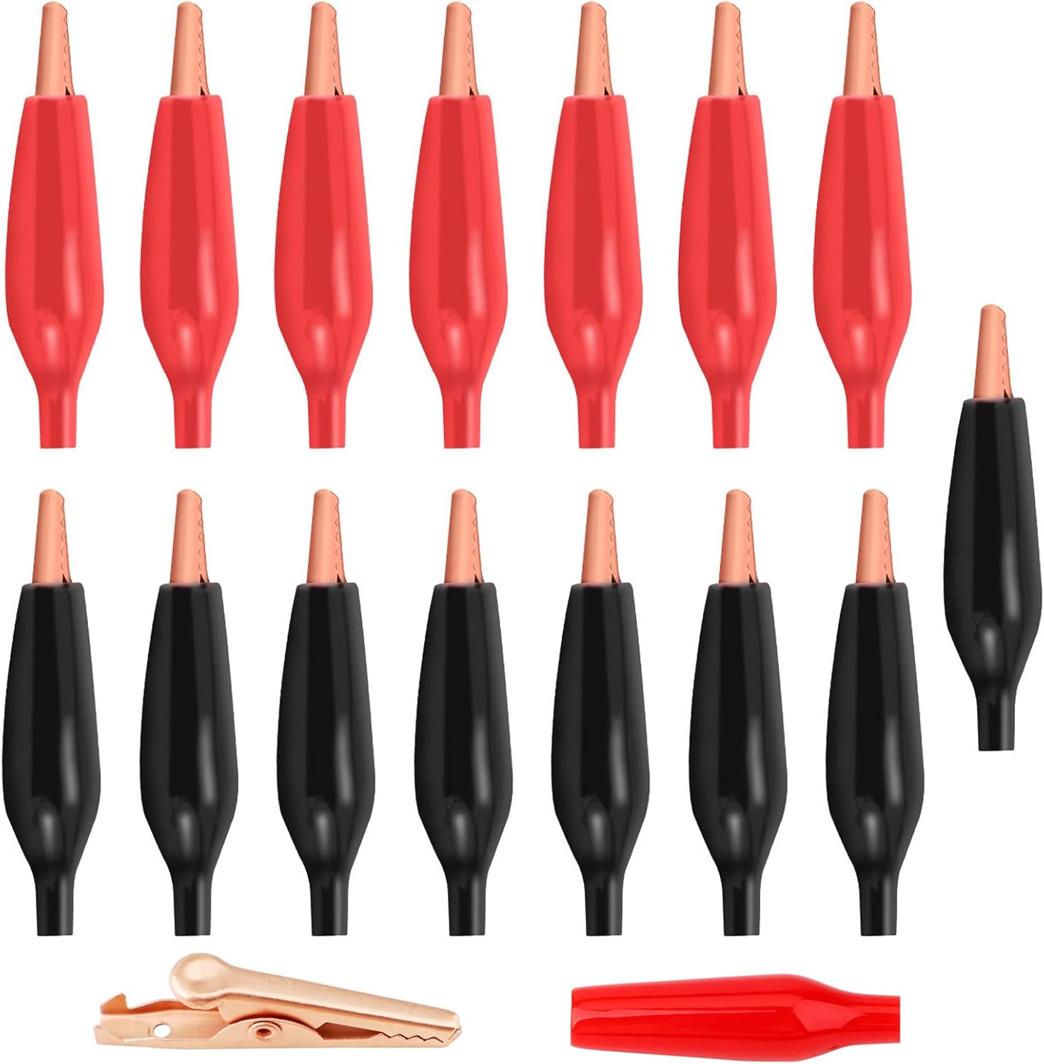 Krokodilklemmen Aus Kupfer, 45 Mm, Rot, 8 Schwarze, 8 Elektrische Klemmen Mit Isolierschutz, Kupfer, Mit Elektrischen Klemmen