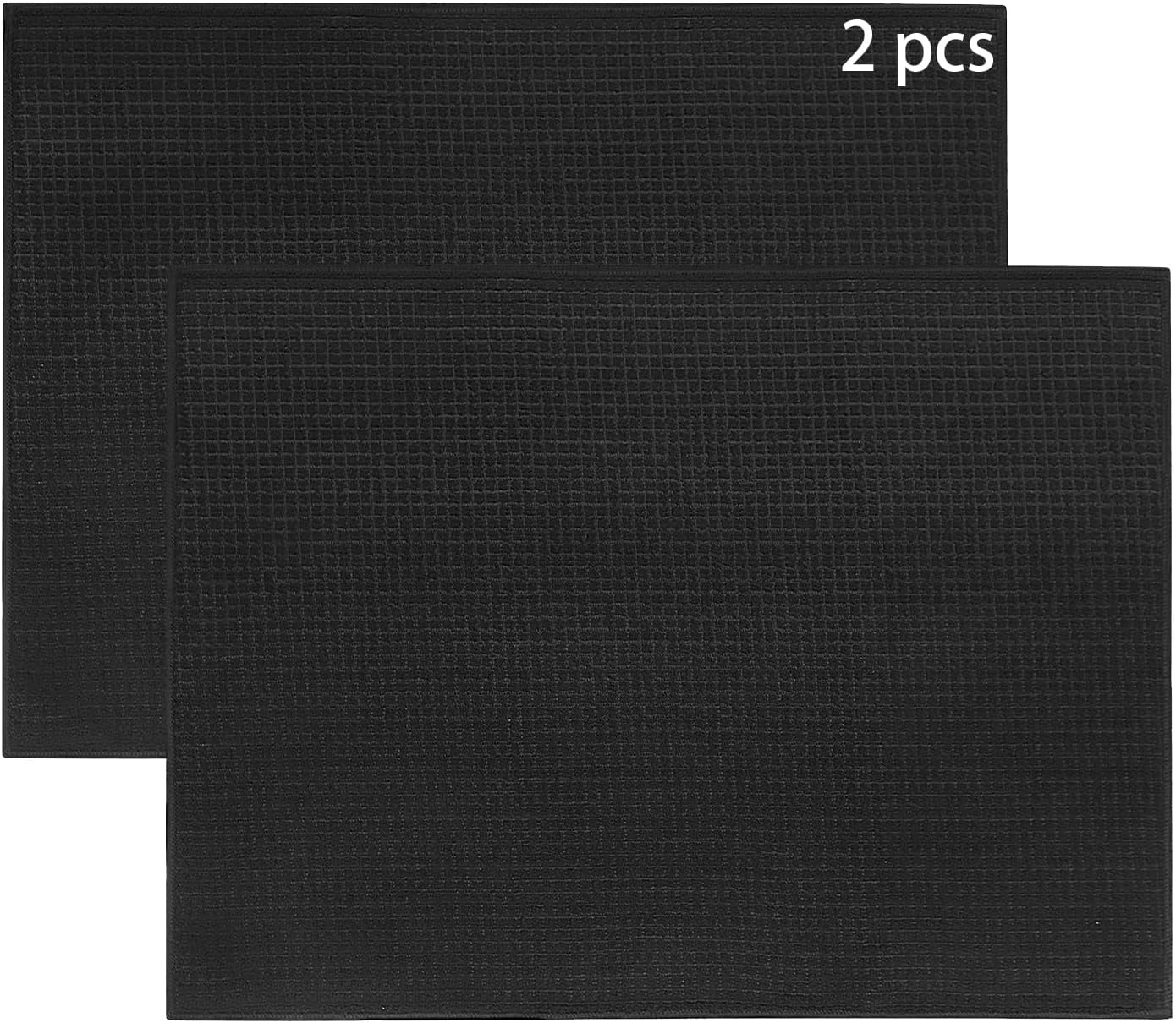 Mikrofaser-abtropfmatte, Schnelltrocknend, 2-teilige Abtropfmatte Für Küche Und Geschirr, Maschinenwaschbar, Schwarz