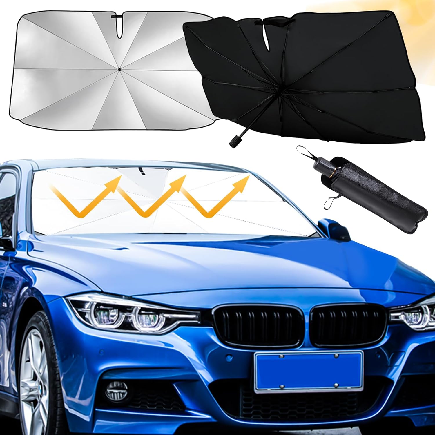 Sonnenschutz Für Autos, Sonnenschutzschirm Für Autos Mit Uv-schutz, Sonnenschutz Für Die Windschutzscheibe, Geeignet Für Die Meisten Vans, Suvs, Mpvs Und Lkws - (140 X 79 Cm)