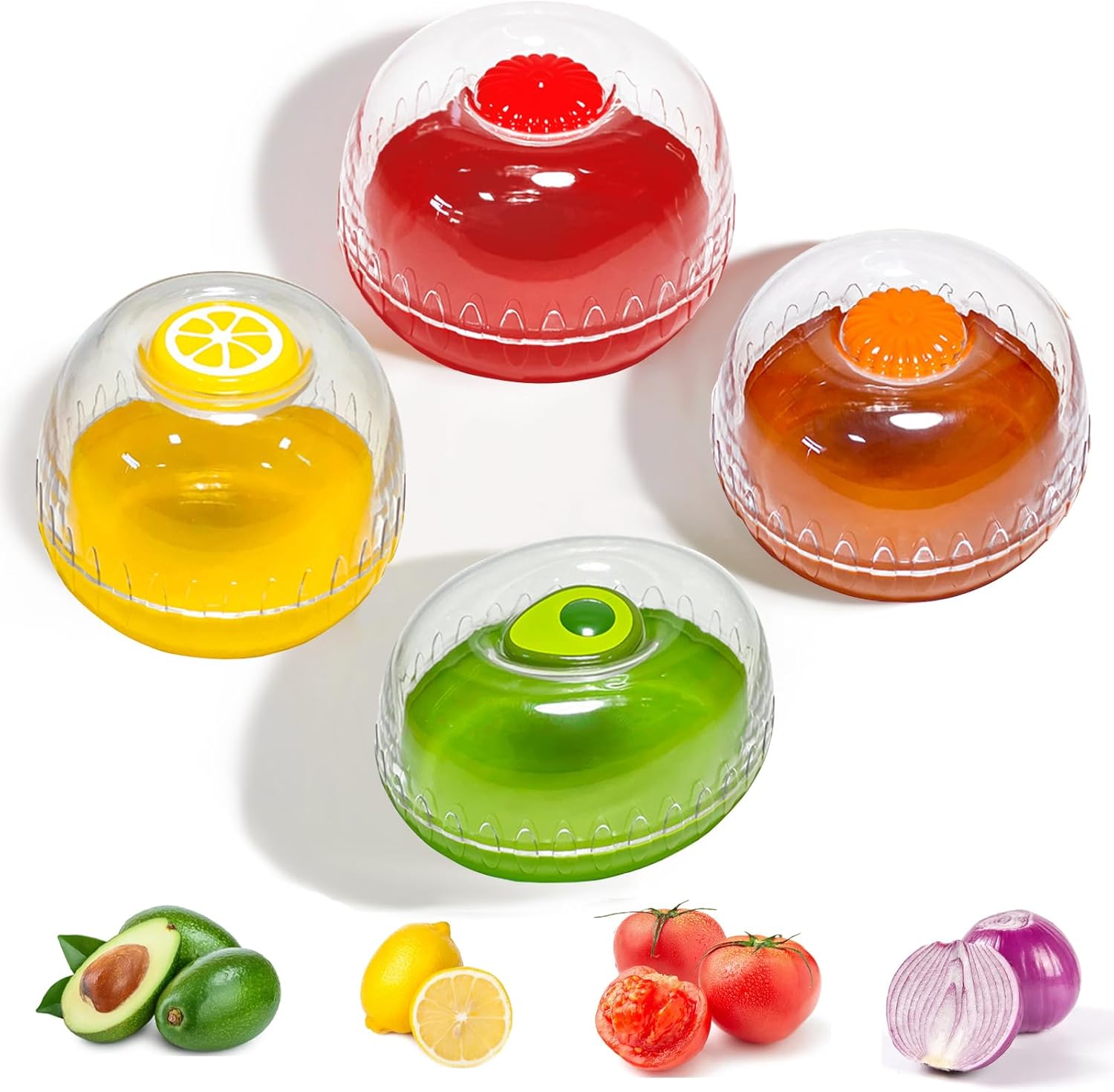 4er-set Wiederverwendbare Aufbewahrungsbehälter Für Obst Und Gemüse (kühlschrank) – Frischeschale Für Längere Haltbarkeit – Bpa-frei Und Wiederverwendbar – Ideal Für Avocados, Zitronen, Tomaten Und Zw