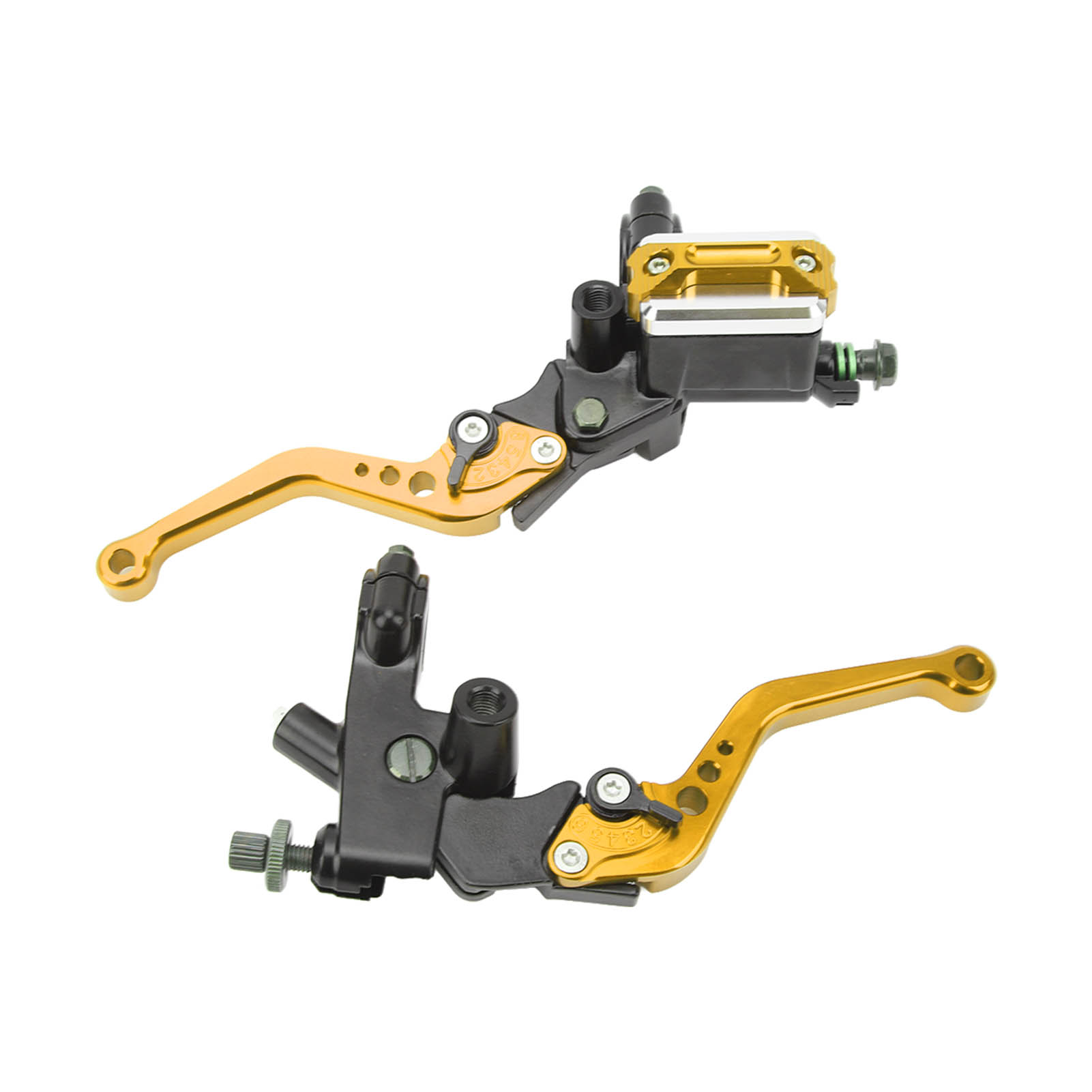 Universelles Motorrad-lenkerset Mit 7/8"-hauptbremszylinder, Goldfarbenem Kohlefaser-bremsflüssigkeitsbehälter Und Handschützern (1 Paar).