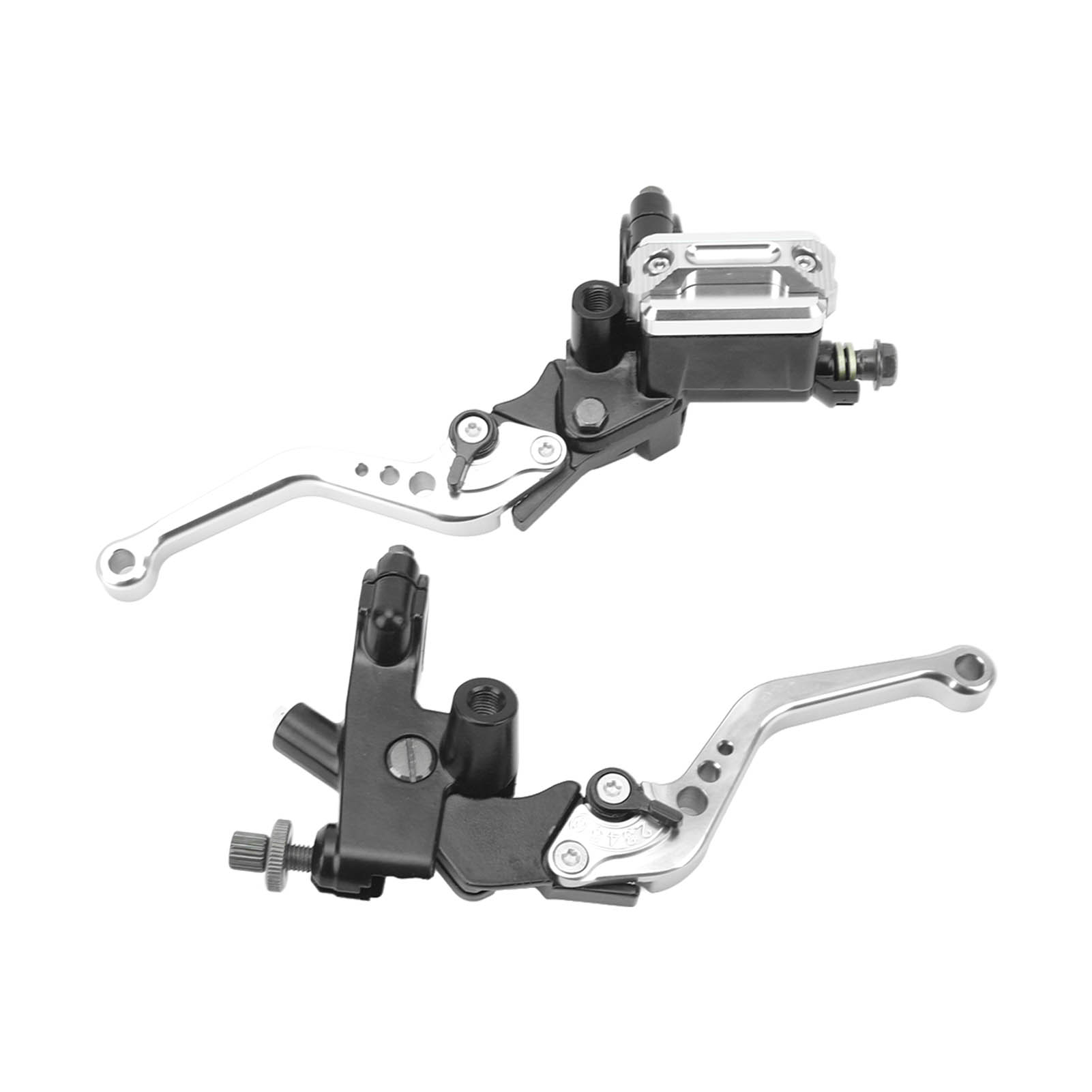 Universeller Motorradlenker-satz Mit 7/8"-hauptbremszylinder, Silbernem Kohlefaser-ausgleichsbehälter Und Handschützern (1 Paar).