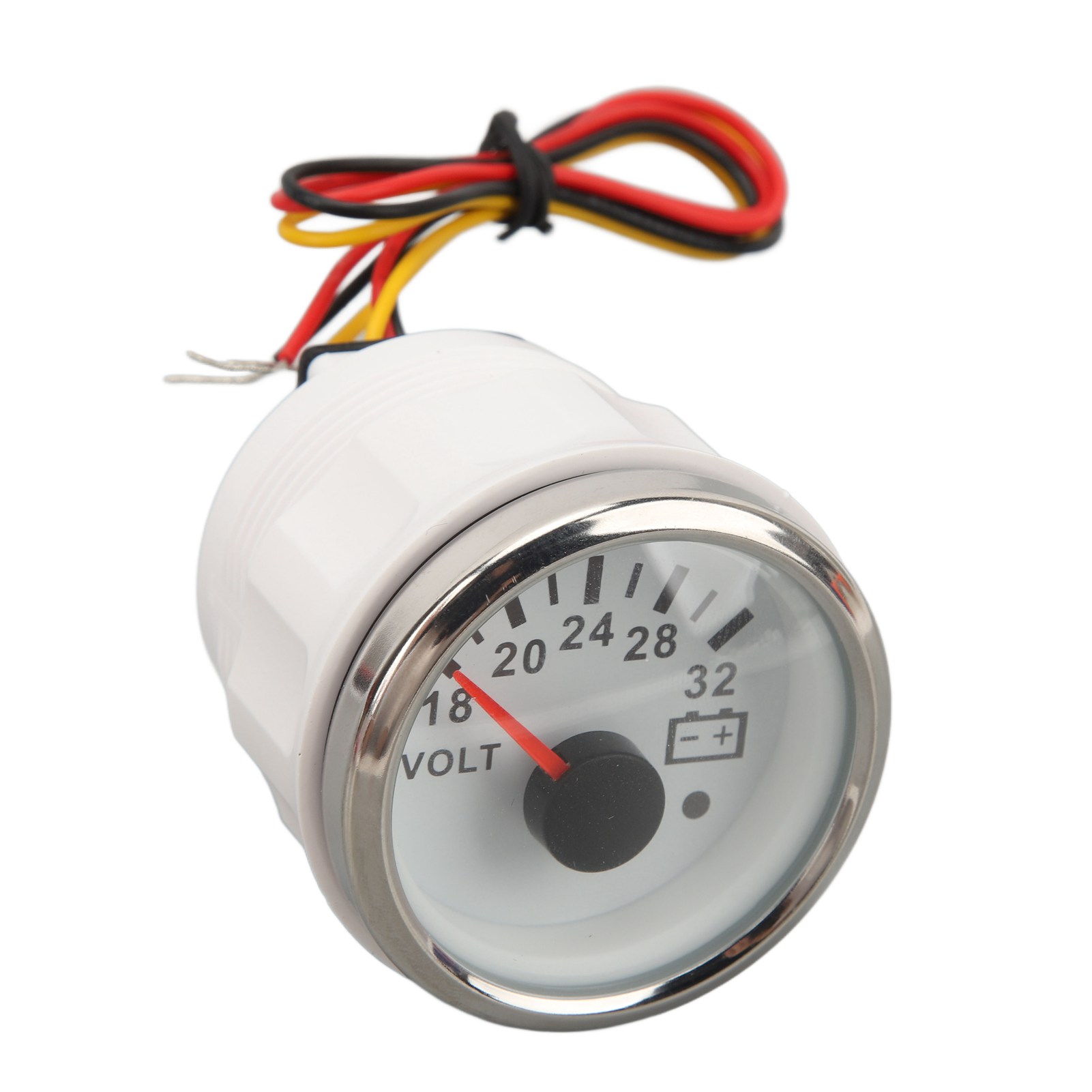 52-mm-voltmeter, Weißes Zifferblatt, Silberne Lünette, 18–32 V, Universell, Für Wohnmobile Und Boote, 9–32 V Gleichstrom