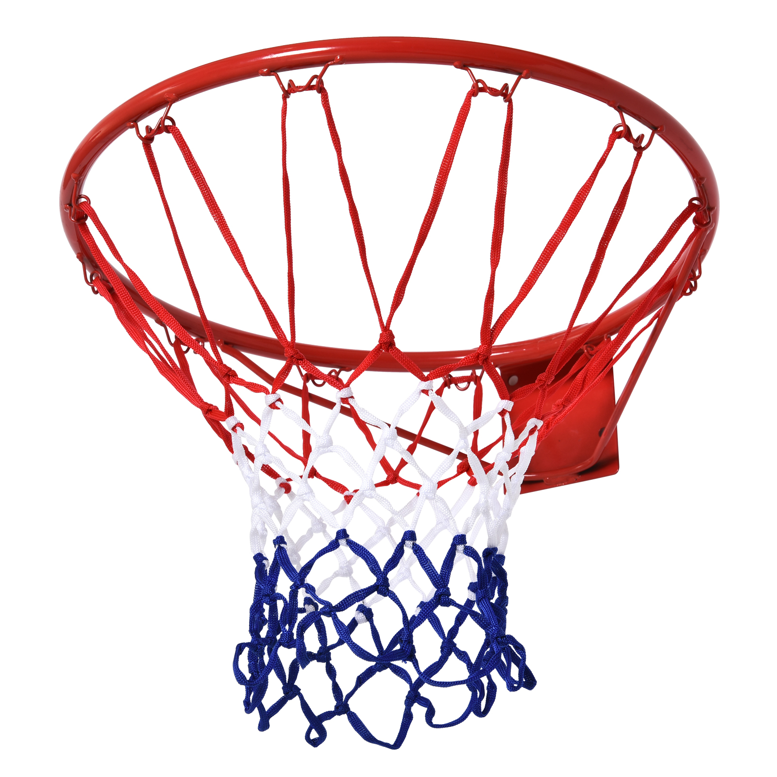 Panier De Basket Intérieur/extérieur Ø46 Cm Avec Filet, Mural, Terrain De Basket Pour Ados Et Adultes, Rouge + Bleu + Blanc