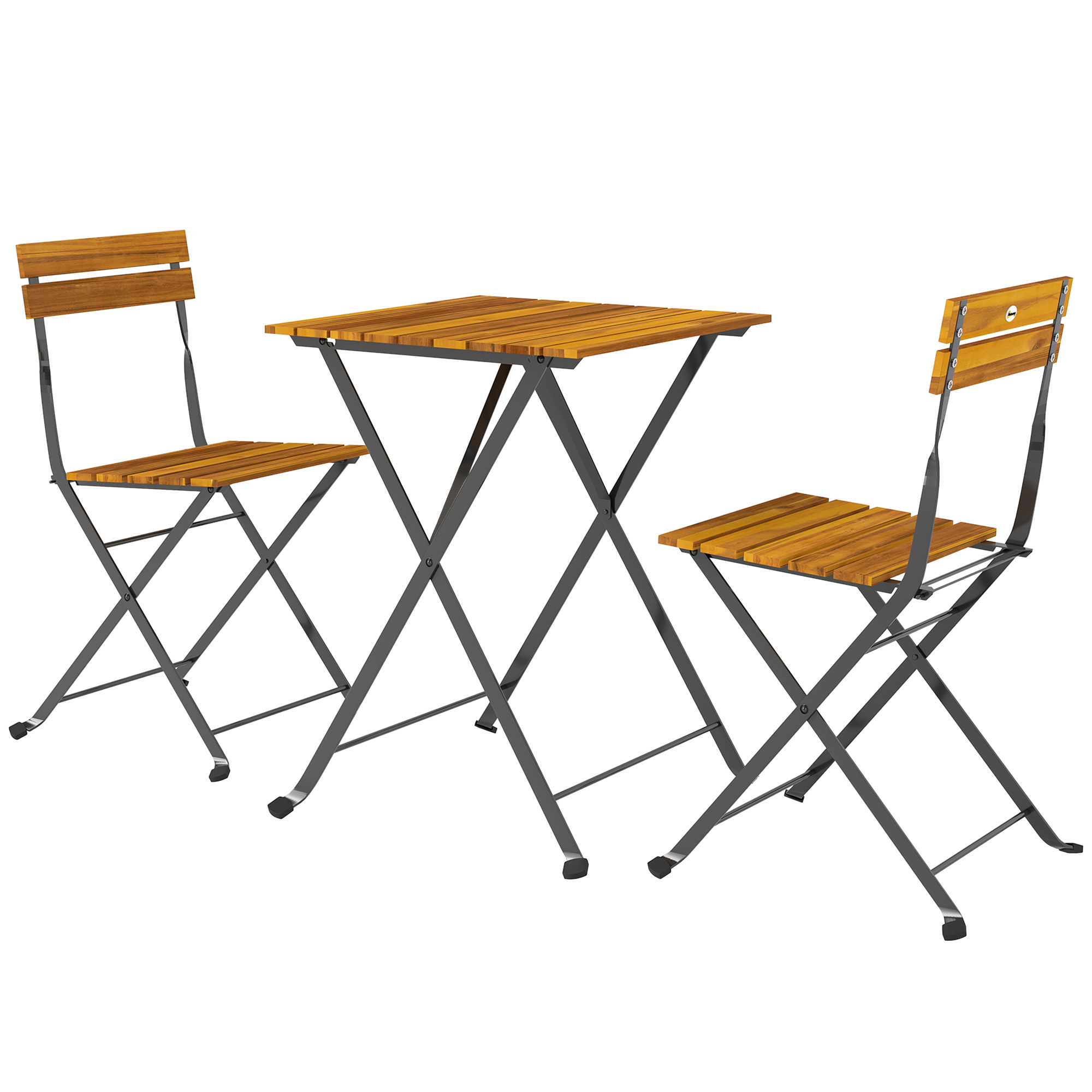 Table Pliant Pour 2 Personnes, Ensemble Repas En Teck Avec Chaises Pliantes Pour Terrasse Ou Balcon