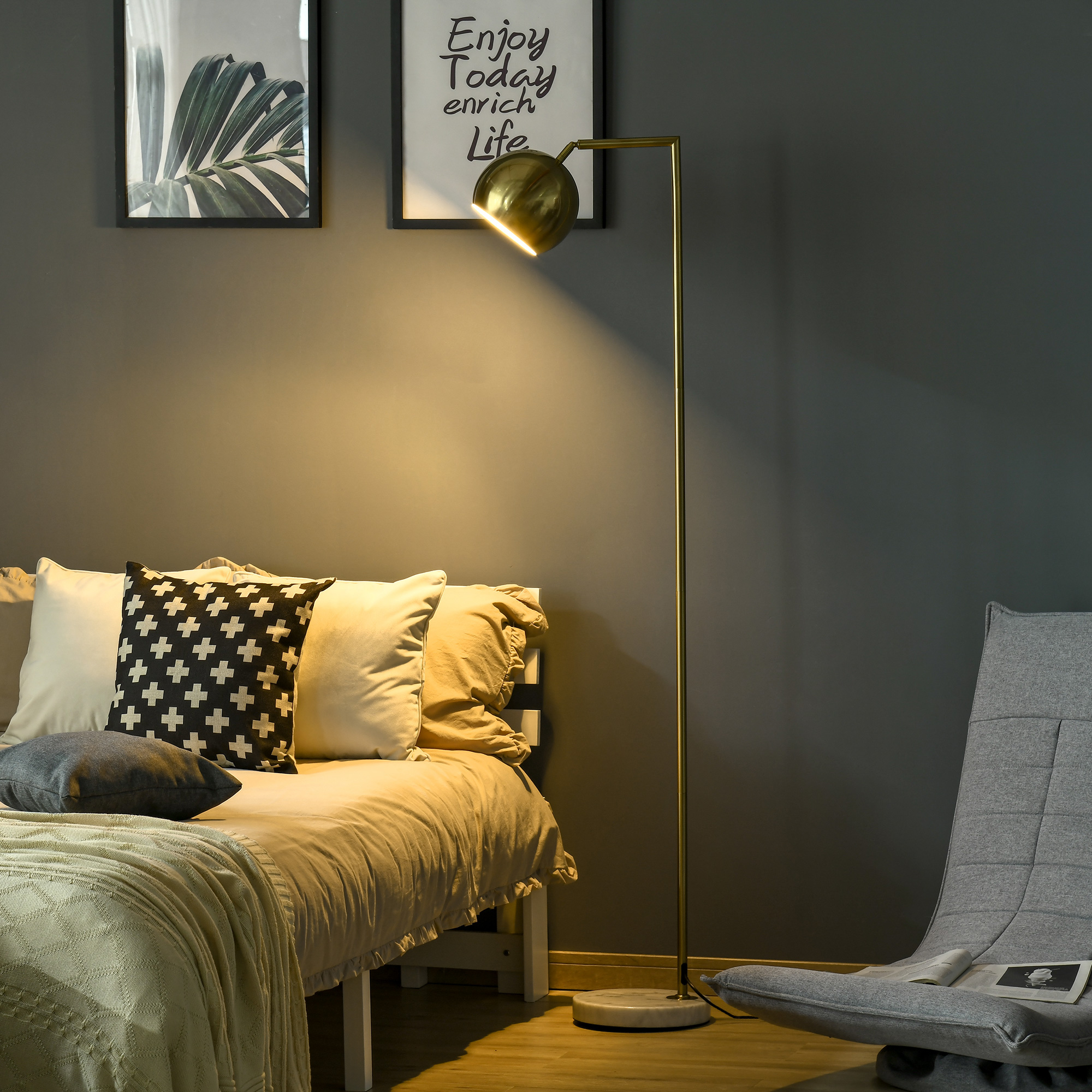 Moderne Stehlampe Im Vintage-stil Mit Verstellbarem Schirm, Kompatibel Mit E27-fassung (40 W) – Gold