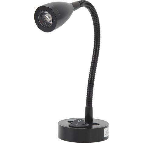 Led-nachttischlampe Für Wohnmobile, 360° Schwenkbar, Flexibel Und Mit Schwanenhals, Für 12v Bis 24v Gleichstromanwendungen, Boote, Wohnmobile, Lkws Und Pkws (schwarz).