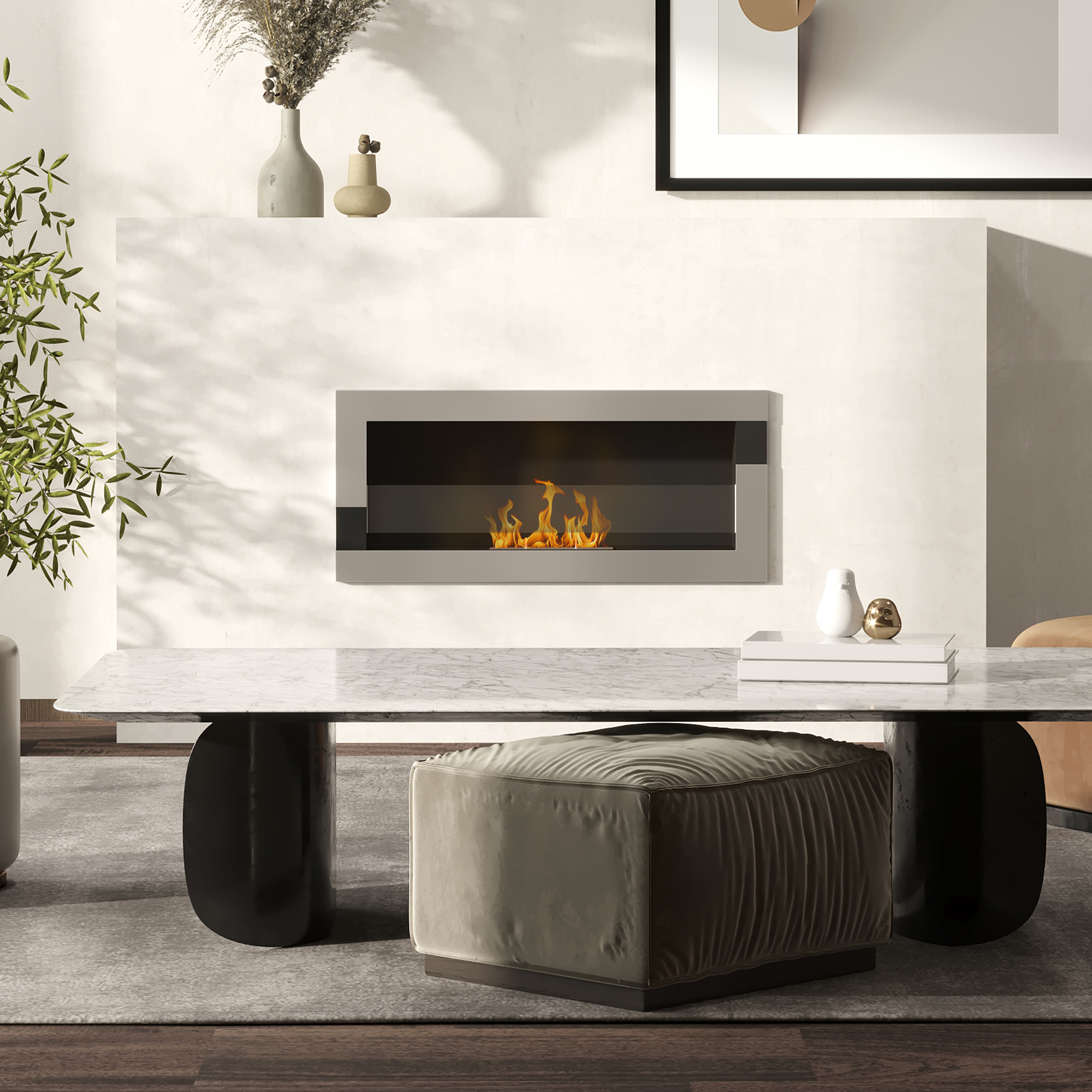 Bioethanol-kamin Aus Edelstahl, 2,5 Stunden Brenndauer Mit Einem 1,5-liter-tank Und Einer Fläche Von 20 M², 90 X 16 X 40 Cm, Silber