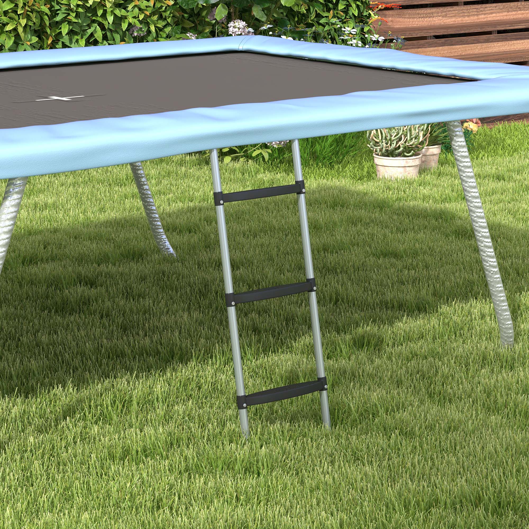 Verstellbare Trampolinleiter Aus Stahl Mit 3 Oder 2 Stufen, 97 X 32 Cm, Silber
