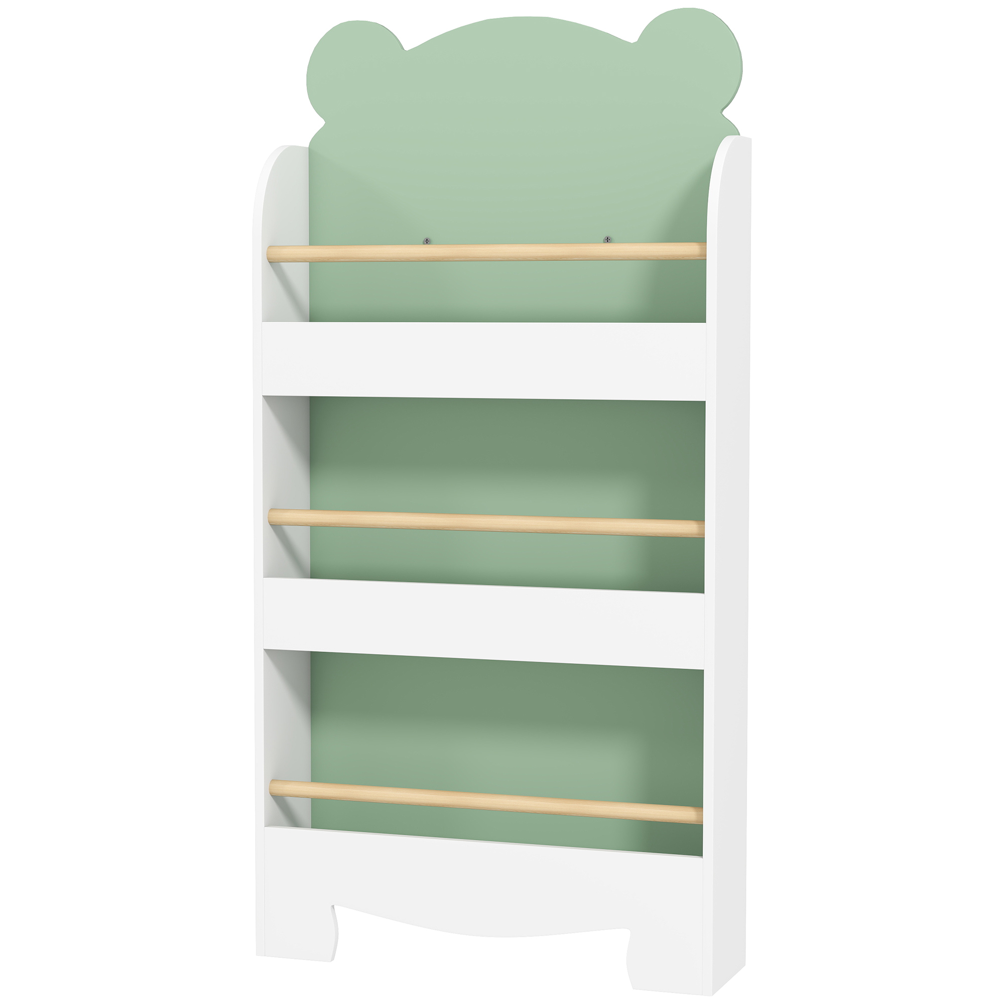 Bibliothèque Enfant 3 Étagères, Étagère Ours Pour Livres Et Jouets Dans Chambre D'Enfant, 55 X 15 X 110 Cm, Vert