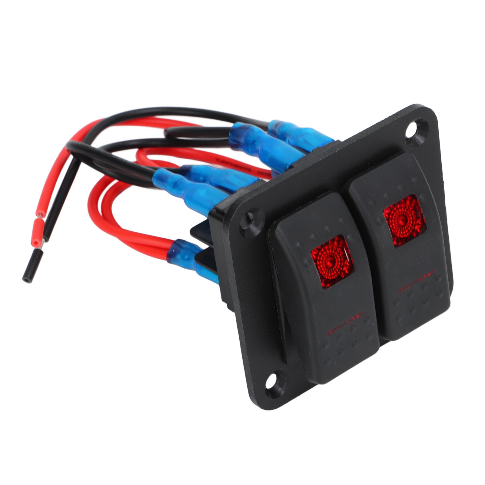 Panneau D'Interrupteurs À Bascule Doubles Marche/arrêt Précâblé Avec Led Rouge 12 V 24 V 20 A 10 A Et Étiquettes Pour Véhicules Marins