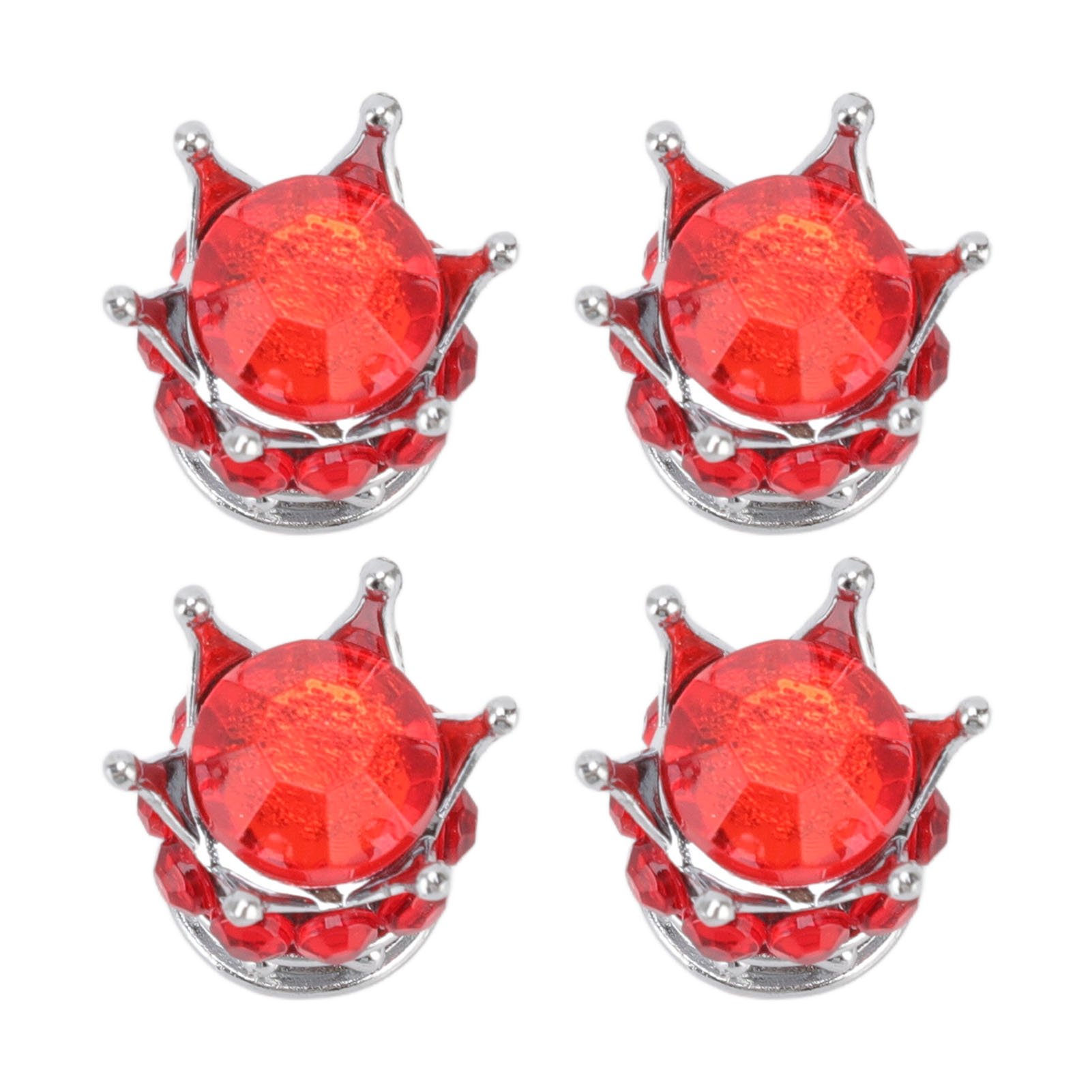 Lot De 4 Bouchons De Valve De Roue De Pneu, Style Couronne Diamant, Universels Pour Voitures, Camions Et Vélos, Rouges