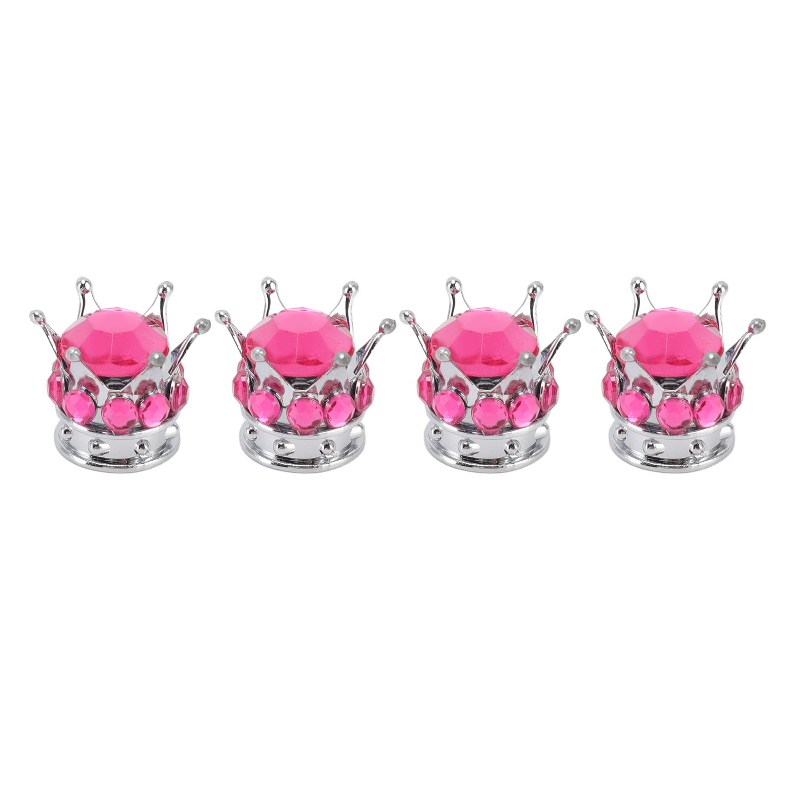 Lot De 4 Bouchons De Valve De Roue De Pneu, Style Couronne Diamant, Universels Pour Voitures, Camions Et Vélos, Rose Rouge