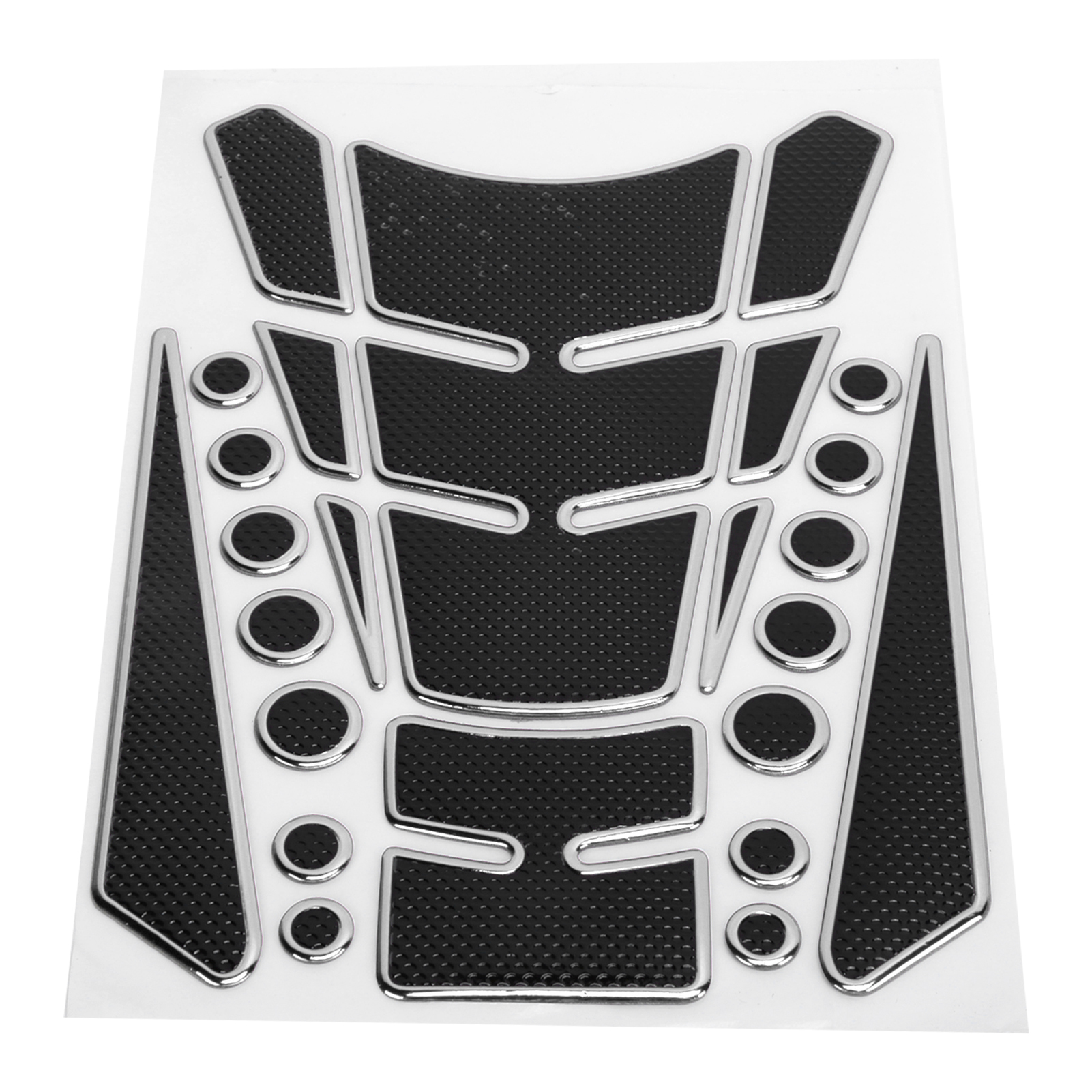 Selbstklebender Schaumstoffaufkleber Für Motorradtanks, Rund, Gepunktet, Universell, Individuell Gestaltbar (schwarz Und Silber)