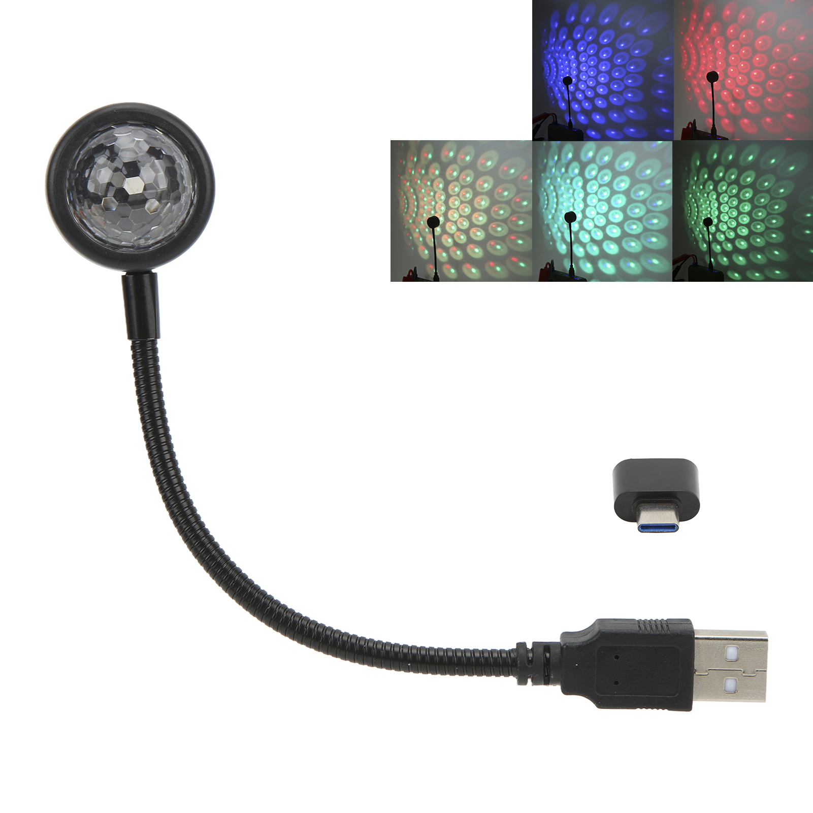 Usb-sternenprojektor Mit Led-nachtlicht, Sprachsteuerung, 360° Drehbar, Romantisch, Tragbar Für Auto Und Zuhause (usb-c)