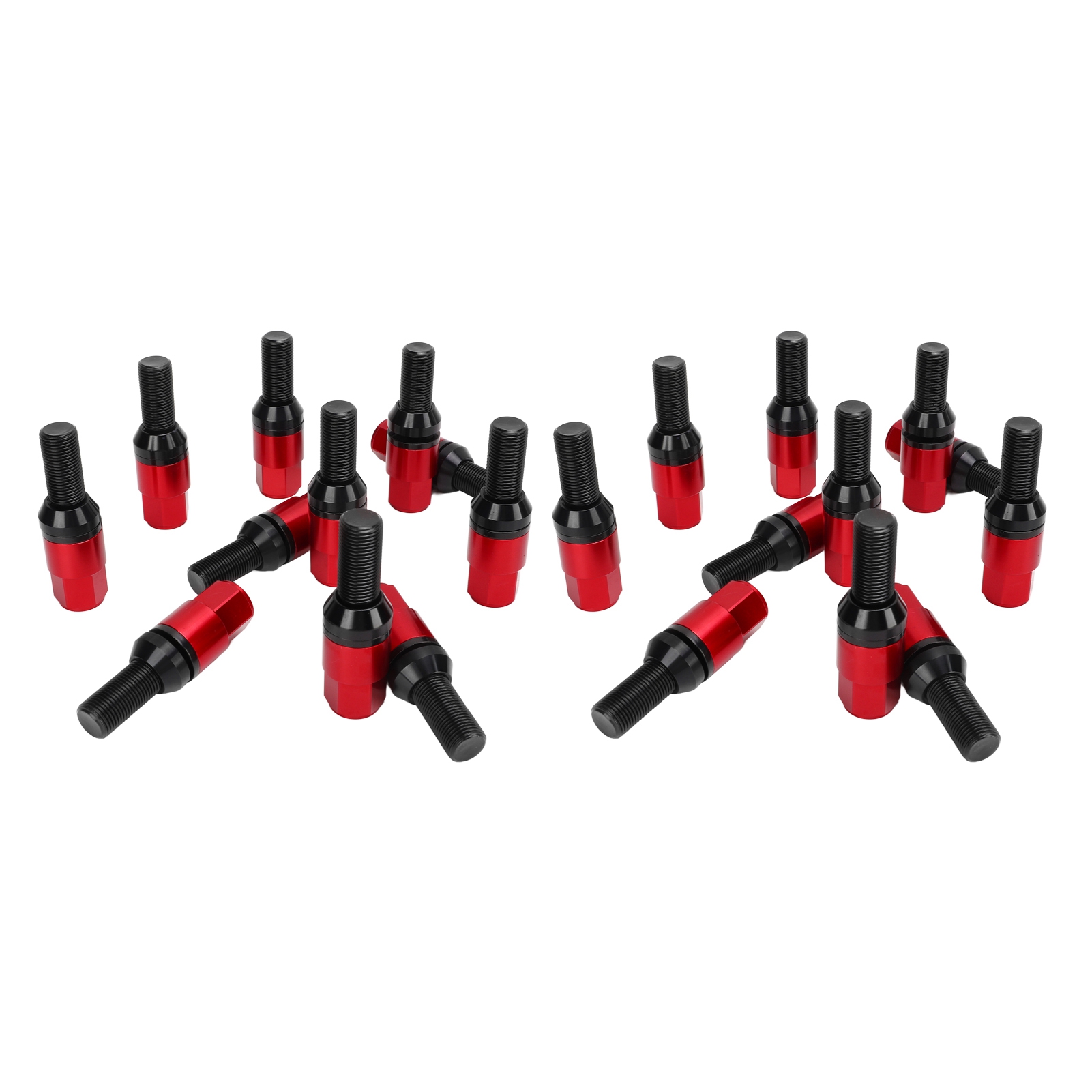 Lot De 20 Écrous De Roue Avec Capuchons M14x1,25 À Siège Conique, En Acier Et Alliage D'Aluminium, Pour Voiture, Rouge