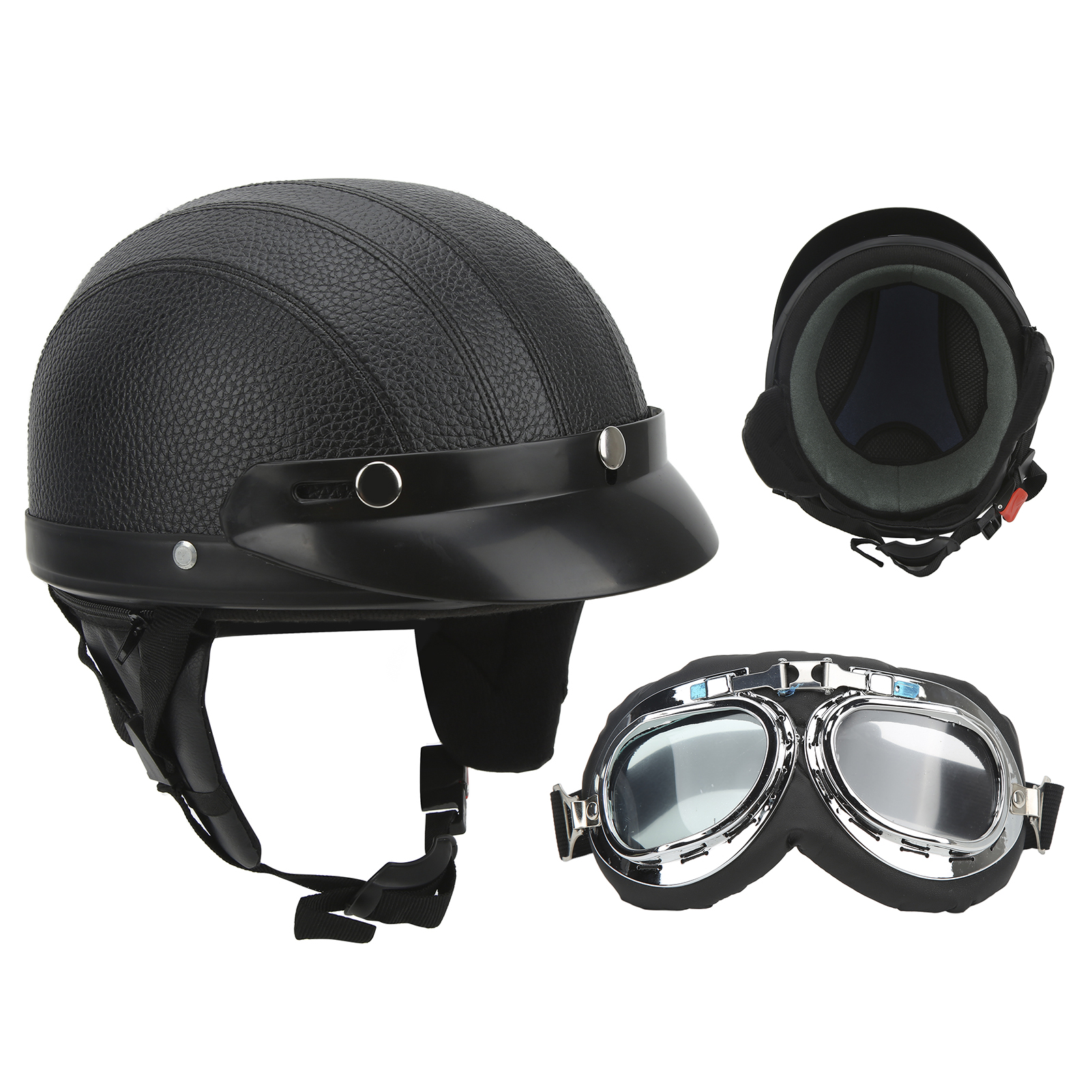 Motorradhelm Mit Uv-schutz Und Antibeschlagbeschichtung, Aus Kunstleder, Universell Für Roller Geeignet
