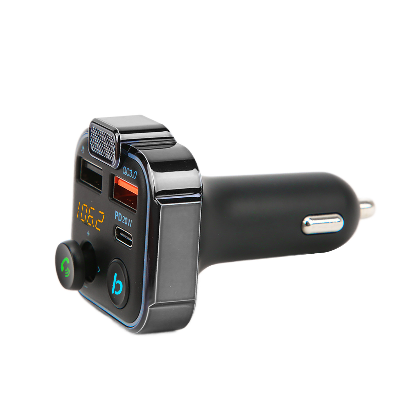 Fm-transmitter Fürs Auto, Bluetooth V5.0, Zwei Usb-anschlüsse, Qc3.0-schnellladefunktion, Hifi-klang, Freisprechfunktion, 12–24 V